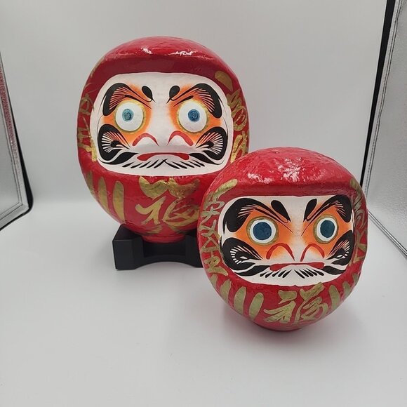 Large Vintage Takasaki Paper Mache Daruma Japanese Good Fortune Folk 10 7
